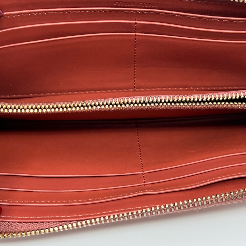 Authentic MIU MIU Croc Embossed Pink Leather Zip Long Wallet Clutch - Picture 7 of 15